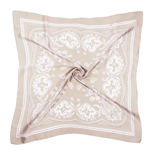 DOOBO Satin Head Scarf - 27.5 Inches Silk Bandana Hair Wrap Square Scarf for Women & Girls - color: Khaki