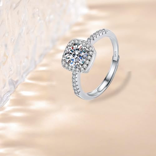 Moissanite Adjustable Engagement Ring, Promise Eternity Ring for Women,Wedding Rings,Jewelry Gift,Friendship Promise Fashion Jewelry Valentine Gifts for Women