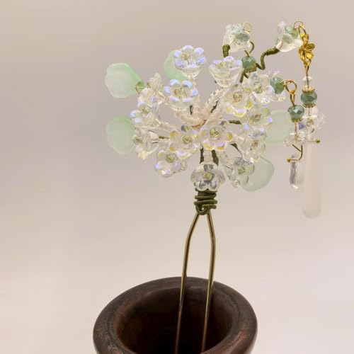 Hydrangea Cluster Resin Hairpin - Multi-Flower Vintage Chinese Hanfu Hair Stick for Women, Elegant Blue Purple Floral Hair Accessory for Weddings & Special Events(White Hydrangea) - color: White Hydrangea