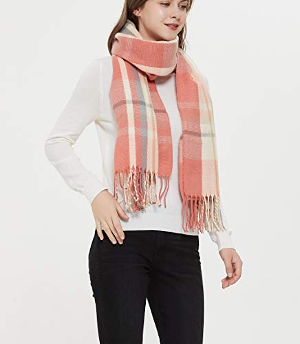 Wander Agio Women's Fashion Long Shawl Big Grid Winter Warm Lattice Large Scarf - color: Orange 2