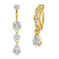 Briana Williams Belly Button Ring Clear CZ Dangle Belly Button Piercing Belly Rings Dangle Belly Button Rings Surgical Steel Teardrop Dangle Belly Button Jewelry for Women Silver Gold - color: C -gold