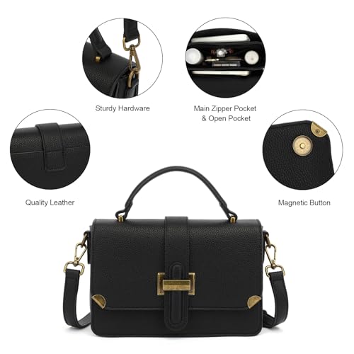 LL LOPPOP Women's Small Classy Crossbody Purse Top Handle Handbags Leather Satchel Bags for Women - color: B-black