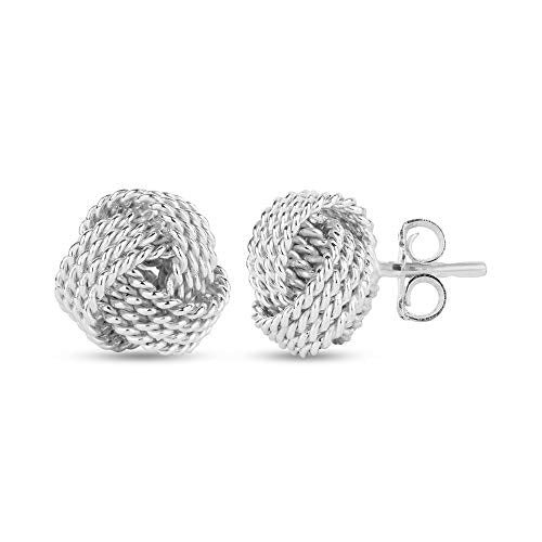 LeCalla Sterling Silver Love Knot Stud Earrings - Lightweight Italian Design Twisted Earrings for Women - color: Silver Love Knot
