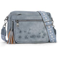MEITRUE Crossbody Bags for Women, Vegan Leather Crossbody Purse Trendy Multi Pockets Shoulder Handbag with Tassel - color: 08-slate Blue