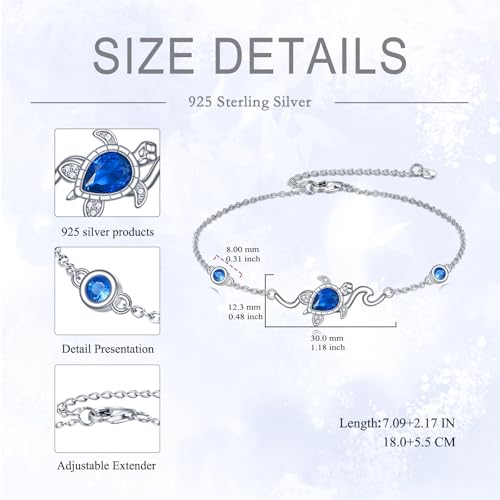YAFEINI Ankle Bracelets for Women Sterling Silver Mermaid Turtle Ladybug Butterfly Moon Star Pineapple Anklet Link Chain Anklets Jewelry Gifts for Women - style: Silver Turtle Bracelet