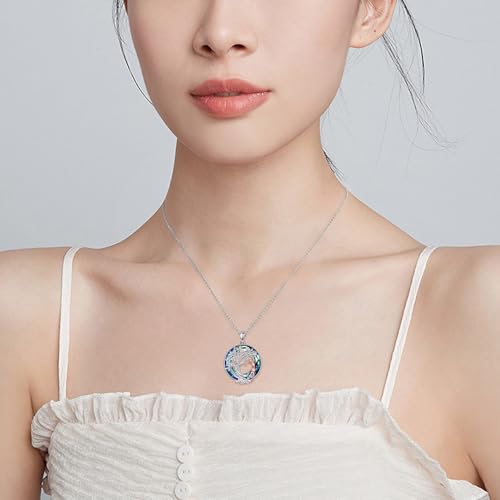 YFN Tree of Life Necklace Sterling Silver Crystal Jewelry Graduation Birthday Gifts for Women - color: Golf