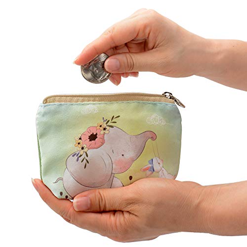 Women and Girls Cute Fashion Coin Purse Wallet Bag Change Pouch Key Holder - color: Elephant and Rabbit
