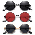 MEETSUN Small Round Polarized Sunglasses for Men Women Metal Retro Hippie Circle Sun Glasses Driving Festival Cosplay UV400 - color: (Black+red+gold Grey