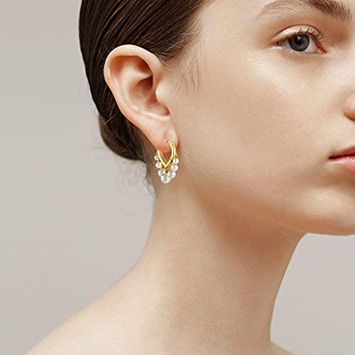 Huggie Earrings for Women 14K Gold Plated Earrings Dainty Statement Sterling Silver Cute Dangle Earring Hypoallergenic Huggie Hoop Earrings for Wome Trendy Prom Party Jewelry Gift - color: 2-Gold