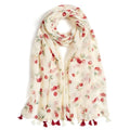 QIUTIMIY Scarf for Women Lightweight Soft Floral Leopard Printed Scarves Fall Winter Fashion Shawl Wrap with Fringe - color: Cherry-red