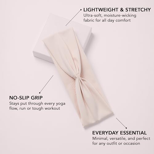 The Hair Edit Lotus Band Soft Pleated Headband, Headbands for Women, Hair Accessories, Non Slip Head Bands for Yoga & Working Out, Everyday Hair Accessory, Fashion Accessories for Women & Girls-Cream - color: Cream