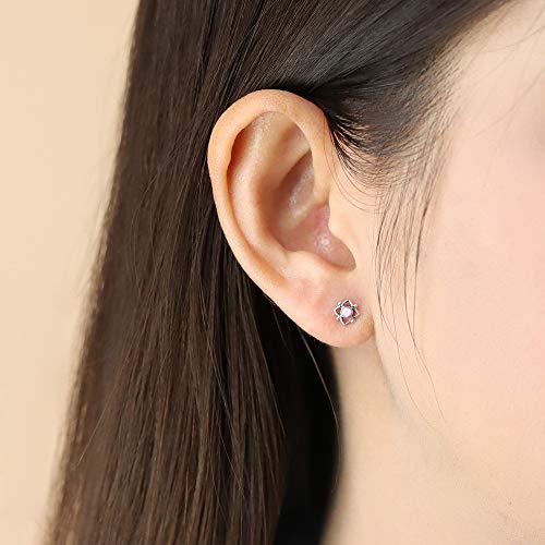 Boma Jewelry Sterling Silver Flower Shaped Dot Stud Earring - color: Pink Shell
