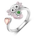 Axolotl Rings 925 Sterling Silver Axolotl Ring Cute Axolotl Jewelry Gift for Women Girls Daughter - color: May