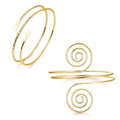 2Pcs Gold Arm Cuff for Women Adjustable Arm Cuff Bracelet Minimalist Open Coil Upper Arm Band Cuff Bangle Set - style: Gold E