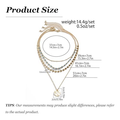 Gold Stack Necklace Chunky Necklaces for Women Trendy Coin Pendant Long Necklaces Western Jewelry for Women Cowgirl Cowboy Chic Country Outfit Boho Accessories Birthday Jewelry Gifts - color: C2