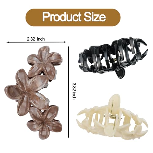 4Pcs Cute Hawaiian Flower Claw Hair Clips for Women Pink Black Large Claw Clips for Thick Thin Hair Strong Hold Beach Hair Accessories for Women and Girls - color: 07-Colorful
