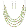 Errally Layered Beaded Statement Necklace Multi Strand Crystal Beads Collar Necklace and Earring Sets for Women Fashion Costume Jewelry Set Gifts for Her - color: Green
