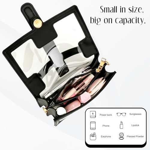 KKXIU Crossbody Bags for Women - Top Handle Purses for Lady, Leather Handbags Shoulder Clutch with Adjustable Shoulder Strap - color: Clear