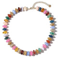 PINK TOWN Chunky Colourful Beaded Necklace for Women,Resin Acrylic Candy Color Clavicle Necklace Boho Gemstone Beaded Necklaces Statement Puff Jewelry for Summer Vacation - color: B