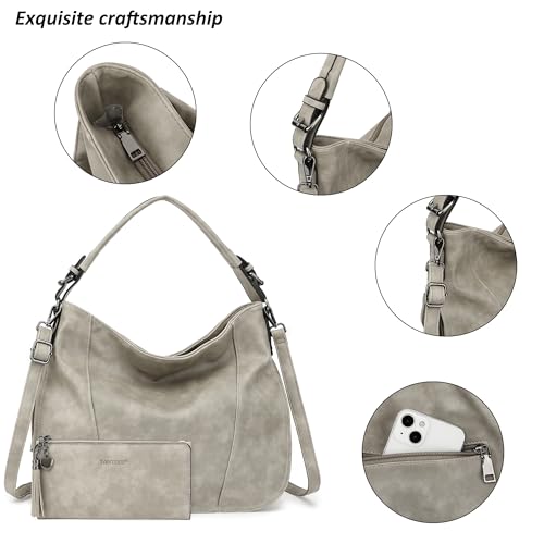 TANTOMI Hobo Bags Purses for Women, Women's Crossbody Handbags and Shoulder Bag, Multi-Pocket Large Hobo Purse - color: Grey