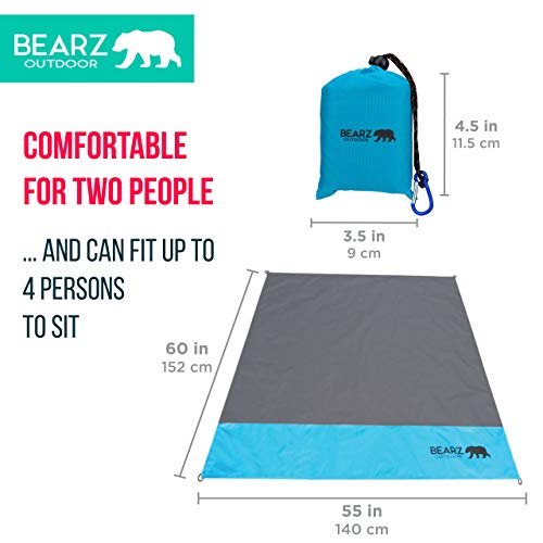 Pocket Blanket - Beach Blanket Waterproof Sandproof, Picnic Blankets Waterproof Foldable, Lightweight & Compact for Hiking, Camping, Travel, Festival Accessories - color: Aqua Blue