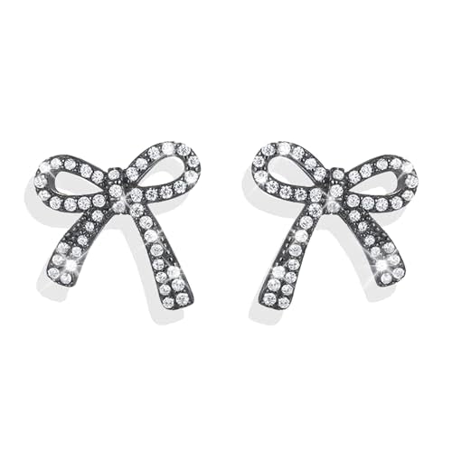 Rhinestone Bow Earrings for Women, Elegant Bridal Jewelry Statement Drop Dangle Earrings, Wedding Guest Dress Matching Accessories, Bridesmaid Gift, Sparkling Party Costume Outfit - color: A3:Black Bow Stud Earrings