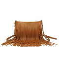 Solene Fringe Crossbody Shoulder Bag with Strap, Tassel Messenger bag, Country Style Western Fringe Purse for Women - color: Tan