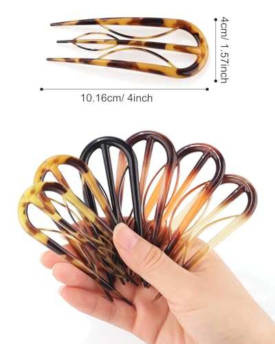 French Hair Pin for Women - U-Shaped Hair Fork for Updos, Chignons & French Twists, Durable Acrylic, Secure & Elegant Styling for All Hair Types (Tortoiseshell) - color: Tortoiseshell