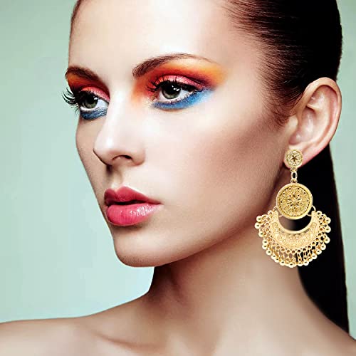 Honbay Bohemian Fashion Earrings National Style Retro Earrings Gypsy Dangle Earrings - color: Gold