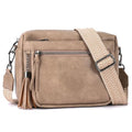 MEITRUE Crossbody Bags for Women, Vegan Leather Crossbody Purse Trendy Multi Pockets Shoulder Handbag with Tassel - color: 04-apricot