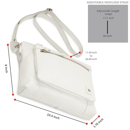 Leather Crossbody Bags for Women Small Soft Genuine Pebbled Sling Shoulder Handbag Crossover Purse with Full Adjustable Strap (White Nappa) - color: White Nappa