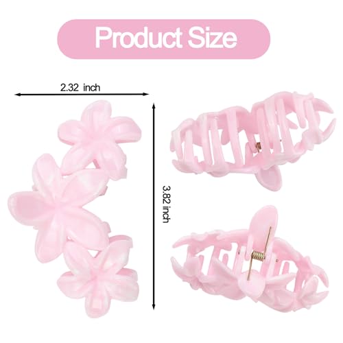 4Pcs Cute Hawaiian Flower Claw Hair Clips for Women Pink Plumeria Large Claw Clips for Thick Thin Hair Strong Hold Beach Hair Accessories for Women and Girls - color: 18-Colorful