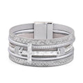 VIBILIA Boho Leather Wrap Bracelets for Women Men Multi-Layer Bracelets with Strong Clasp Western Jewelry - color: 06-Cross-Silver