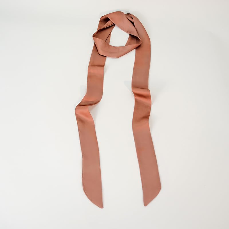 Long Thin Skinny Scarf Satin Neckerchief Ribbon Tie Waist Belt for Women - color: Bean Paste