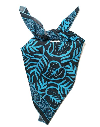 Shanlin Unisex Floral Cotton Square Scarf Bandanas 22x22 inch - color: Leafpattern-blueblack