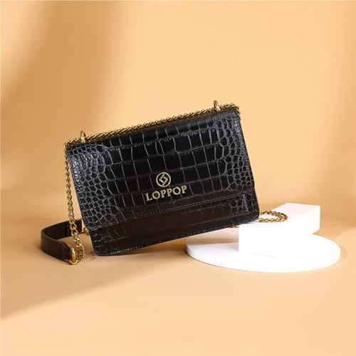 LL LOPPOP Women's Small Classy Crossbody Purse Top Handle Handbags Leather Satchel Bags for Women - color: C-black(2052)