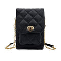 Phone Crossbody Bags for Women Small Vegan Leather Mini Shoulder Wallet Card Quilted Purse - color: D - Black