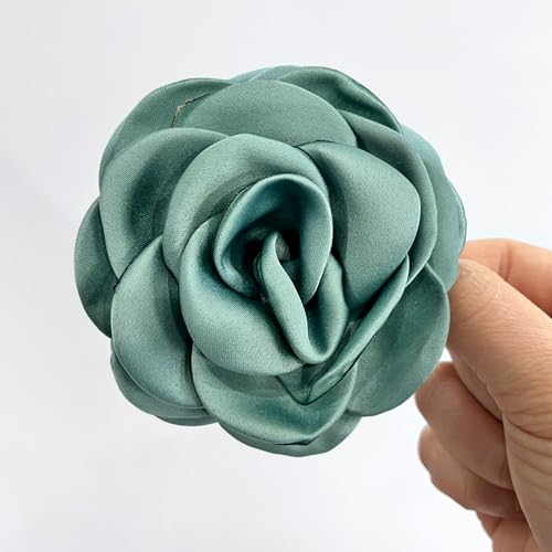 Sanrich Women's Brooches 4pcs Rose Flower Hair Clip Mexican Hair Flowers Clips Hairpin Brooch Tea Party Hats Headpieces (aqua blue) - color: aqua blue