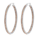 CiNily Mult-colors Crystal Stainless Steel Hoop Earring for Women Hypoallergenic Jewelry for Sensitive Ears Large Big Hoop Earrings 2" - color: Champagne