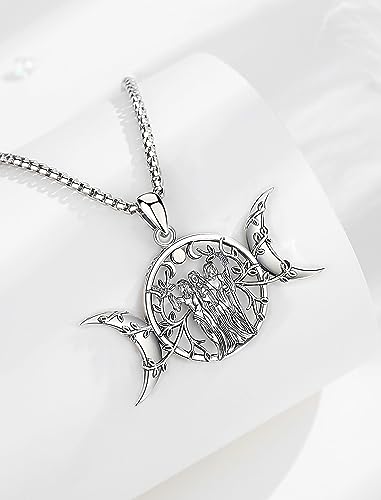 INFUSEU Mystical Hecate Triple Moon Goddess Necklaces, Divine Feminine Protection Gifts - style: Triple Moon Goddess - Tree of Life