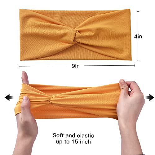 Yeshan 12 Pack Wide Twist Headbands for Women No slip Turban Headband Stretchy Criss Cross Head bands Yoga Workout Sport Hair bands Solid colors Bandana Headbands - color: No9(Mixed 12 pcs)