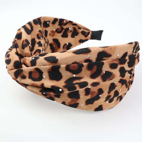 4 Pack Wide Knotted Headbands Leopard Parttern Headbands for Women Fashion Hair Bands-Leopard Print - color: Leopard Print