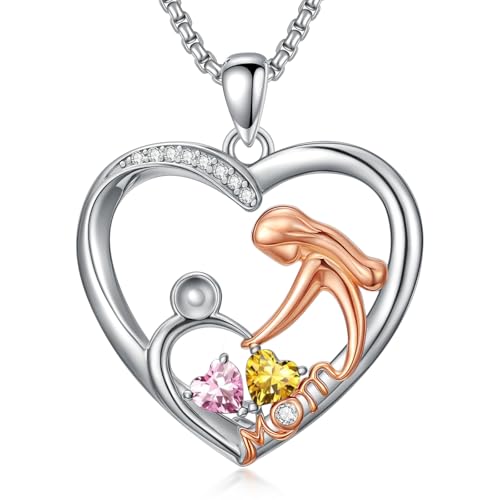 Mom Birthday Gift, Mom Necklace Birthstone Necklace, Anniversary Jewelry Valentine Mothers Day Christmas Birthday Gifts for Mom Women Her Wife Daughter - style: 10-11-Oct-Nov Birthstone