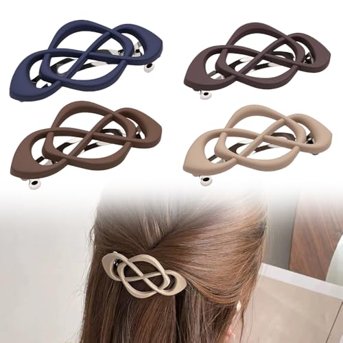 Vintage French Barrette Clips, 2025 New 4 Pack Hair Accessories for Women & Girls, Thick to Thin Hair (K) - color: K