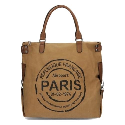 KAMEILONG Large Canvas Tote Bag for Women with Zipper Everyday Crossbody Bag Laptop Shoulder Bag Hobo Handbag - color: Khaki