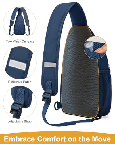 Pritent Crossbody Bags for Women Man Waterproof Sling Bag Backpack Trendy Casual Cross Body Bag with Convertible Shoulder Strap Chest Bag for Camping Hiking Travel Essentials (Teal blue, Medium) - color: Teal Blue, size: Medium
