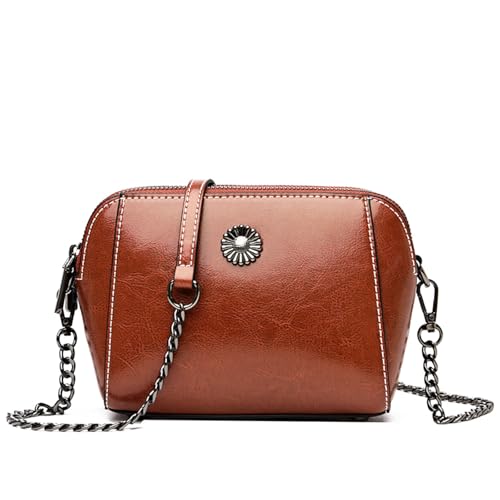 Genuine Leather Small Crossbody Bags for Women | Lightweight Shoulder Purse, Designer Handbag with Adjustable Strap, Casual Travel Everyday Bag - color: H-brown
