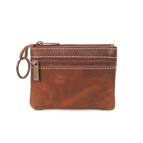 Coin Purse for Men,Coin Pouch for Men,Genuine Leather Mens Tray Purses Coin Purse Cash Change Wallet Key Holder Money Pouch (Cognac Brown) - color: Cognac Brown