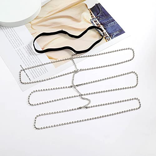 Boho Rhinestone Thigh Chain Shiny Crystal Leg Chain Silver Bikini Thigh Chain Club Summer Beach Body Chain Jewelry for Women and Girls