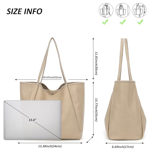 TANTOMI Tote Bag for Women Vegan Leather Purses and Handbags Ladies Waterproof Big Shoulder Bag for Travel - color: Beige